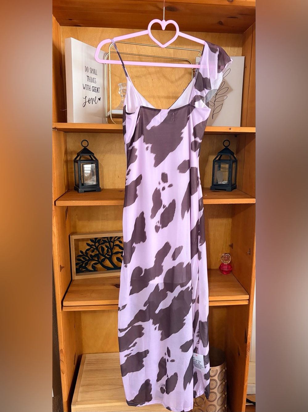 ASOS Lilac Abstract Print Ruffle Midi Dress Side Slit Y2K New Size 6 Fairycore - Picture 4 of 8